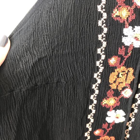 Old Navy Women's Sleeveless Black Embroidered Floral Shift Dress w/Tassels XL - Picture 7 of 9